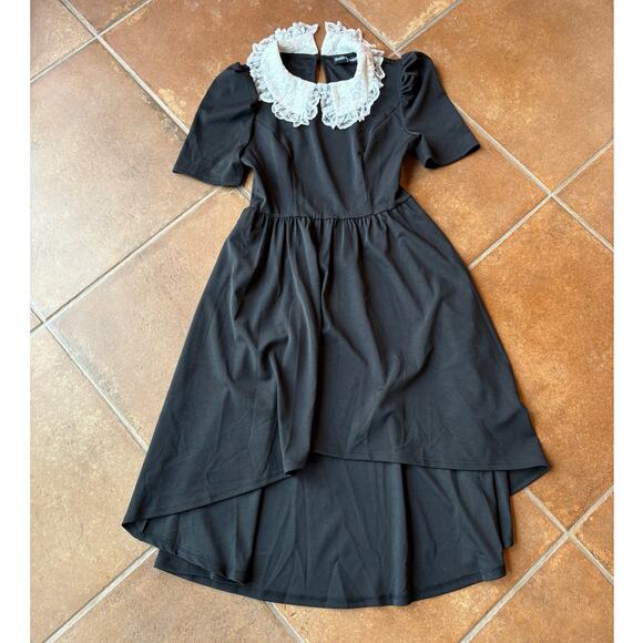 Scarlet Darkness Gothic Wednesday Addams Style Dress with Lace Collar size S - Picture 8 of 12